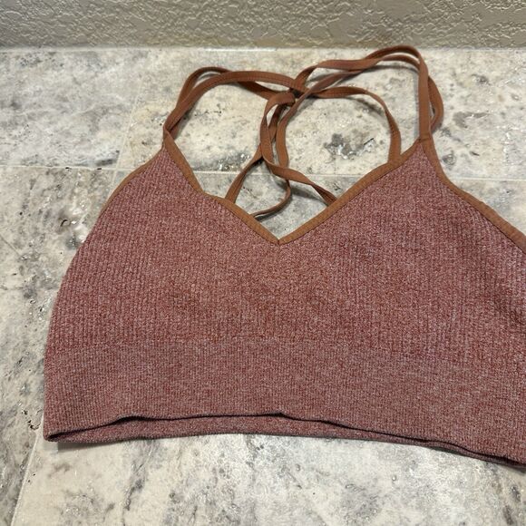 Aerie Seamless Strappy Bralette Small Rust Orange Terra Cotta No padding - Picture 2 of 4